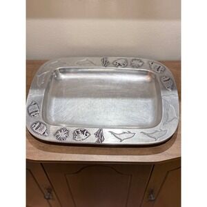 Wyland Wilton Armetale Designer Series Marine Life Serving Tray Dolphins Coastal